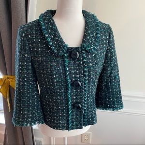 ANN TAYLOR Metallic Fringe Italian Tweed Jacket, 8